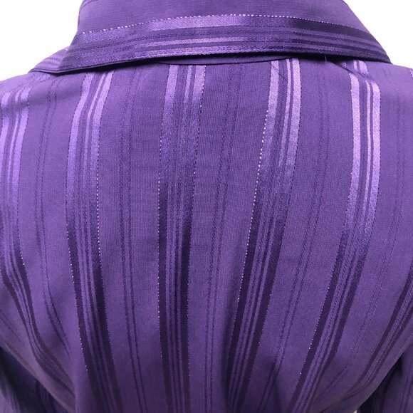 Joanna Blouse Womens Size Small Purple Silver Metallic Button Up Shirt - Picture 5 of 7